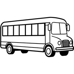 Vintage School Bus in Simple Vector Style
