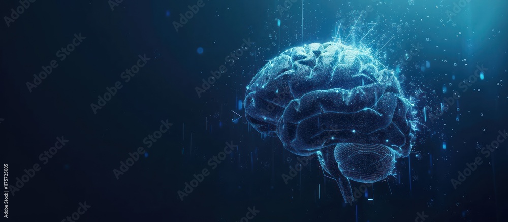Poster illuminated brain: a digital representation of human intellect, consciousness, and the complexities 