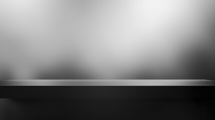 Obraz premium Sleek Black Shelf Against a Muted Grey Background: Perfect for Product Displays or Minimalist Design