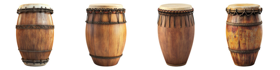 Conga drum isolated on transparent background, Set of