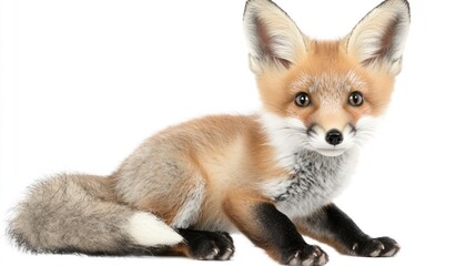 A cute, realistic illustration of a sitting fox.