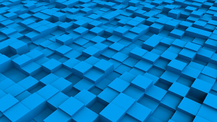 Geometric blue background with blue cubes - abstract background wallpaper