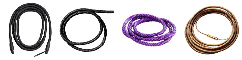 Cord lanyd isolated on transparent background, Set of