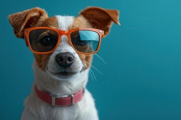 whimsical dog sporting bright sunglasses posed playfully against a clean backdrop capturing the charm and personality of pets through cartoonish flair