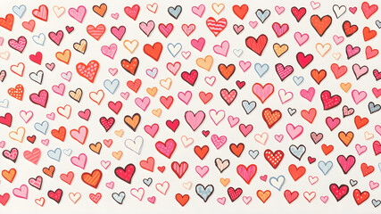 Various drawn heart shapes, silhouettes, outlines.Valentine's Day Heart Shapes. Love