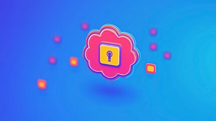 Fototapeta premium Abstract Cloud with Padlock Icon Digital Security Concept Illustration