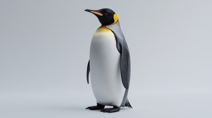 Fototapeta premium King penguin standing on white background.