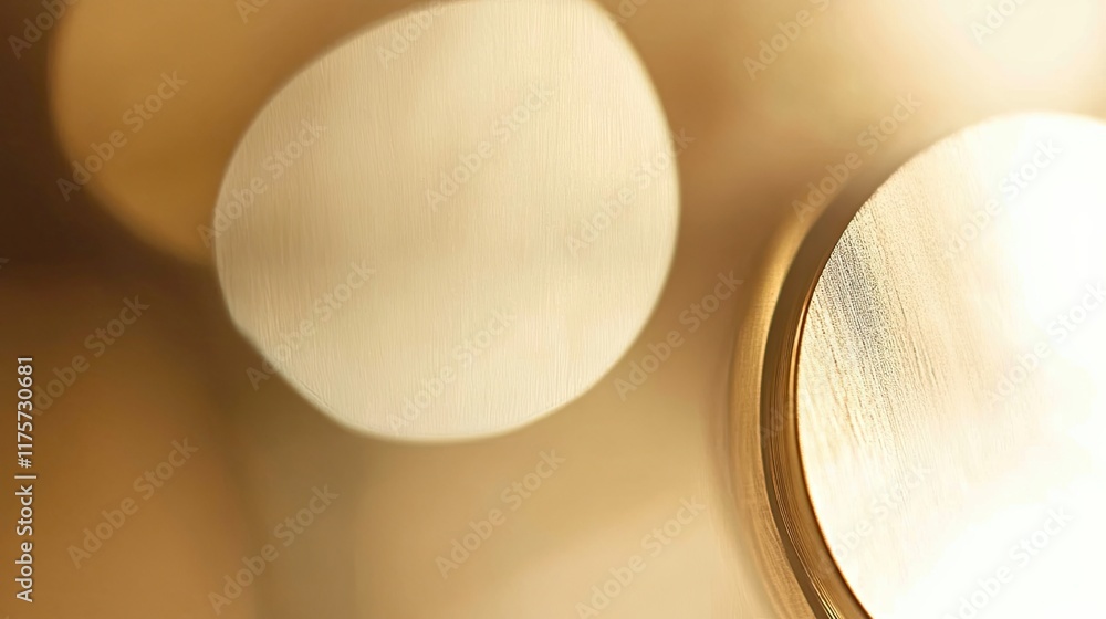 Poster golden reflections cast enchanting light across metallic surfaces in a softly blurred composition