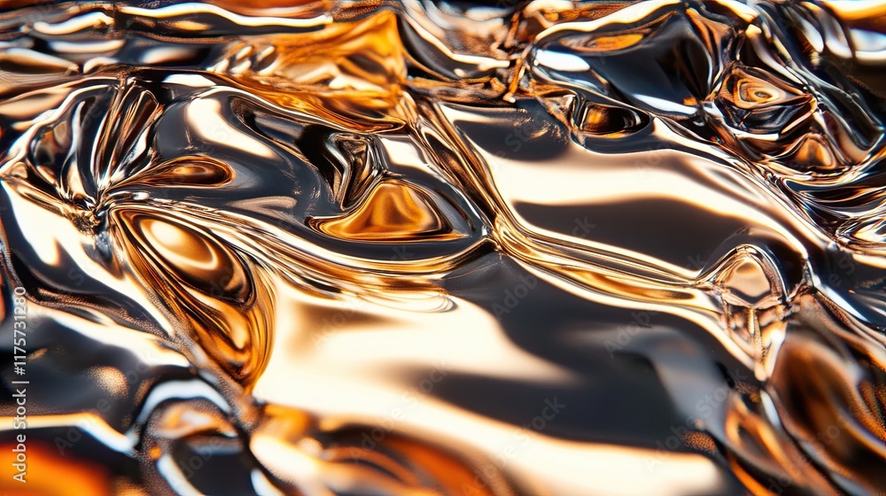 Aufkleber melting reflections of liquid chrome create a mesmerizing abstract landscape of light and color