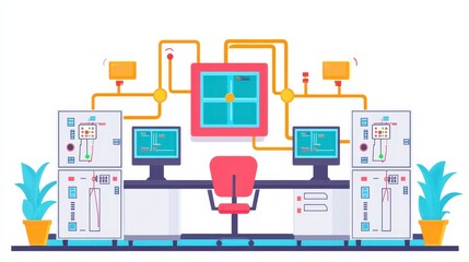 Modern Industrial Control Room Automated System Monitoring and Management