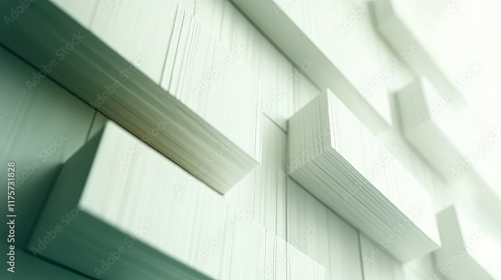 Aufkleber textured white wall with geometric shapes creating depth and dimension in modern interior design