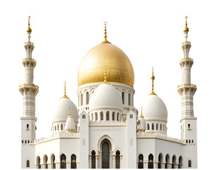 Obraz premium Magnificent Grand Mosque with Golden Domes on transparent background