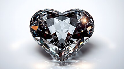Fototapeta premium Heart of a Diamond: A dazzling heart-shaped diamond sparkles with brilliance, reflecting light and capturing the essence of love and luxury. 