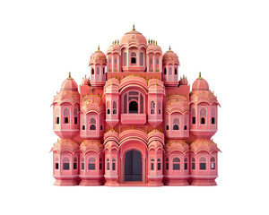 Vibrant Jaipur&rsquo;s Hawa Mahal with Intricate Pink Sandstone Facade on transparent background