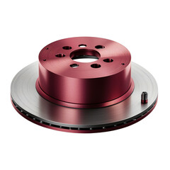 a red brake disc on a transparent background, PNG image, PNG file, Generative art.