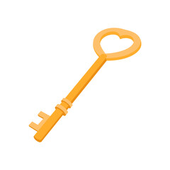 Love Key Flat Icon, Vector illustration