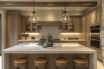 Modern Farmhouse Kitchen Island Design With Marble Top