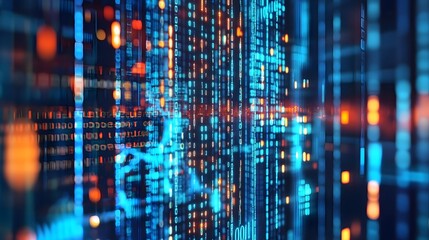 Digital World Map with Binary Code on Abstract Technology Background