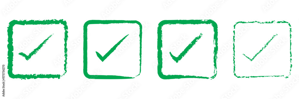Poster checkmark icon. green checkmark vector set. checked check box sign.