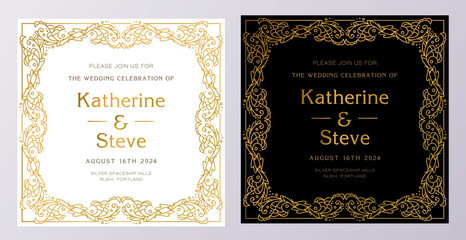 Frame for invitation in modern vintage style. Frame template for cards, posters, banners