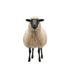 Fototapeta premium a picture of a white sheep with black legs looking at the camera PNG image, PNG file, Generative art.