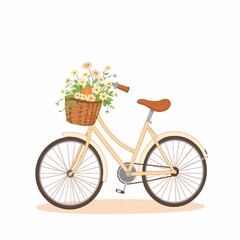 Fototapeta premium Cream Bicycle with Flower Basket 