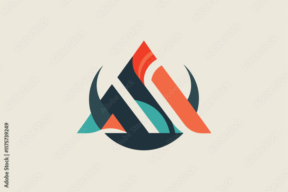 Poster a creative logo combines bold colors and simple shapes to embody modern minimalist typography, abstr