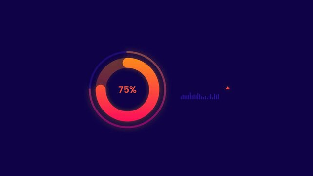 75 percent circle HUD infographic of financial. Business charts and data numbers, Information reports of business strategy for investment. Technology data
