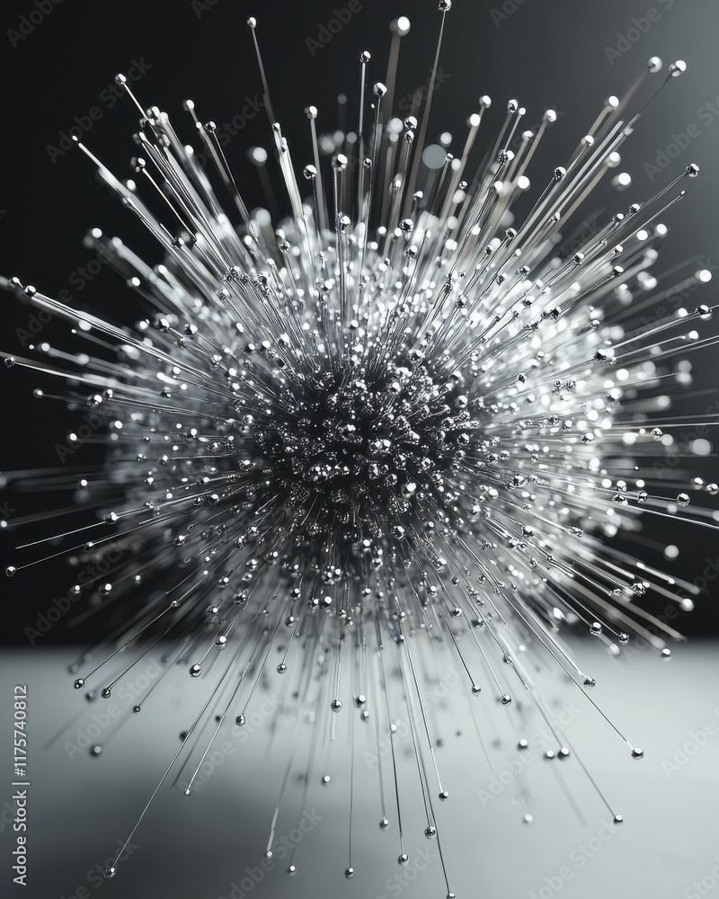 Poster dynamic abstract sphere structure digital art fine details monochrome environment close-up view hype