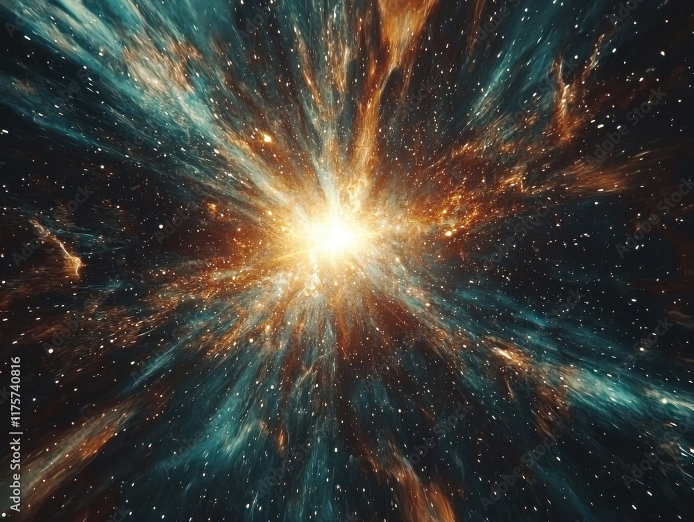 Poster cosmic explosion event in outer space hyperrealistic artwork celestial environment dramatic viewpoin