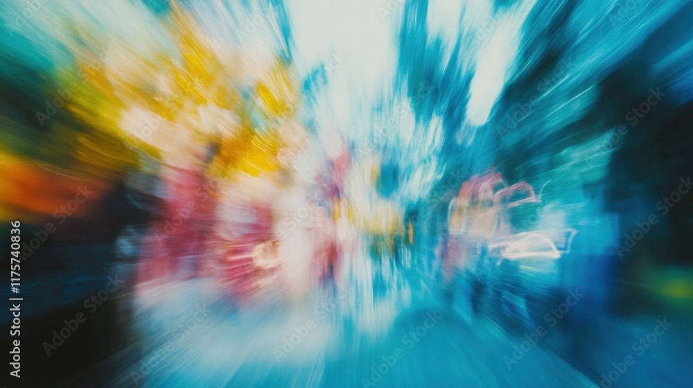 Poster defocused blue blurred motion abstract background. dynamic and widescreen composition.