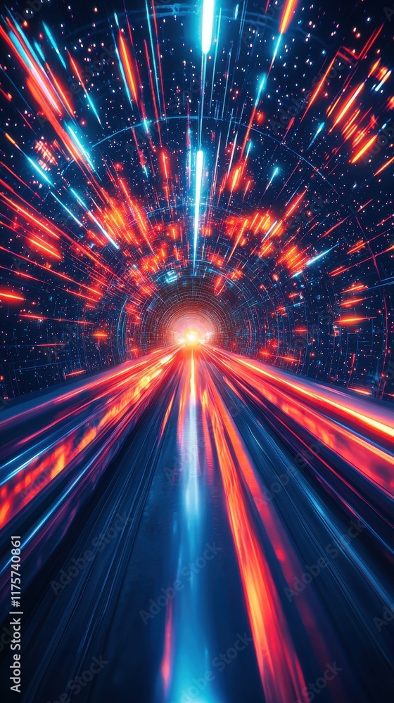 Poster spaceship traveling through a bright galactic tunnel outer space digital art sci-fi environment dyna