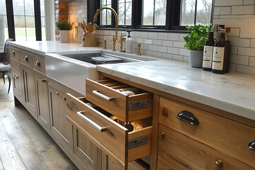 Elegant Farmhouse Kitchen Cabinets and Sink Design