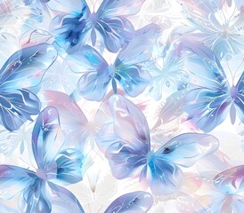 Ethereal Prismatic Butterfly Dance Graceful Bioluminescent Watercolor in Art Nouveau Style