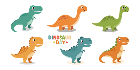 Cartoon Adorable Dinosaur Set Valentine’s Day Cute Cartoon Illustration dinosaur characters isolated vector. Fairytale monsters.