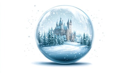 Winter castle snow globe; fantasy scene