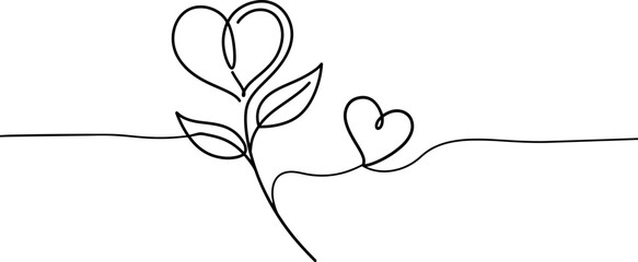 Valentine's design romantic motif red hearts flowers greeting card design. Clean background.