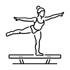 Fototapeta premium A woman balancing on a board icon in line style 