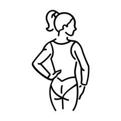 A woman athlete wearing sparkling leotard icon in line style 