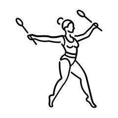 A woman doing exercise with gymnastic clubs 