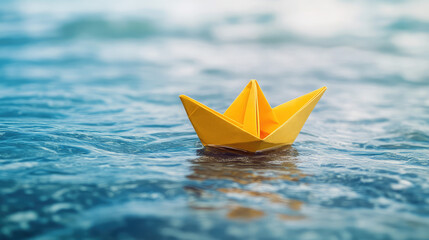 paper boat on the sea