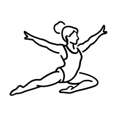 Fototapeta premium A line icon of gymnastic woman doing power jump 