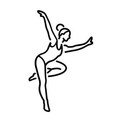 A line icon of a girl doing acrobatic pose 