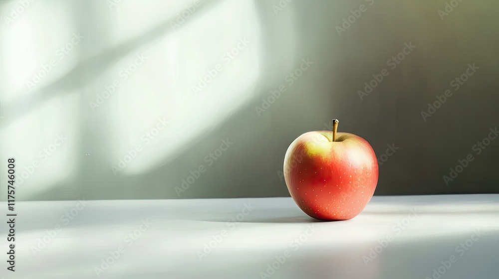 Poster vibrant red resting on smooth white surface illuminated by soft light