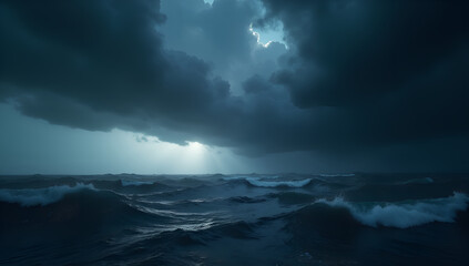 Naklejka premium Ominous Skies over Turbulent Waters