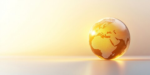 A holographic globe glowing softly, showcasing continents in warm tones