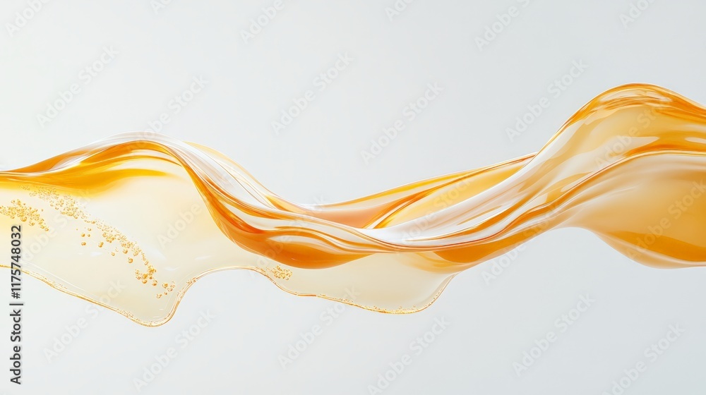 Aufkleber Golden wave splashing, swirling, and forming bubbles on a white background, creating a dynamic and visually appealing abstract scene with a sense of motion and fluidity