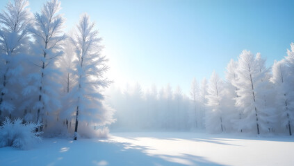 Obraz premium Glistening Frost: Trees in Icy Splendor