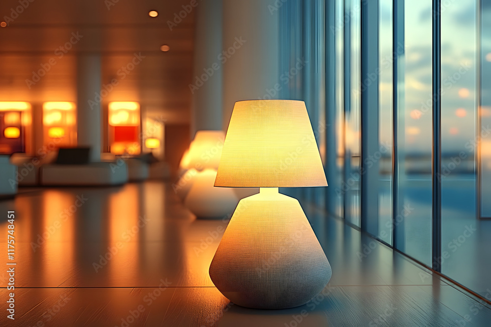 Poster a 3d rendering of a room with multiple lamps serves as interior background in stock photo
