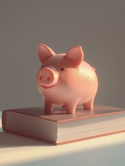 Pink Pig Figurine on Book